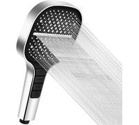 Cabezal de ducha de bajo consumo con botón de parada - 7 tipos de chorro - Ducha de mano - Cabezal de ducha de lluvia - Aumenta la presión - Cabezal de ducha de gran tamaño - Acabado cromado