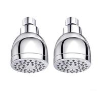 Cabezal de ducha fijo de alta presión para instalación en pared de baño, limitador de flujo extraíble, filtro de agua, junta esférica ajustable, ABS cromado (2 unidades)
