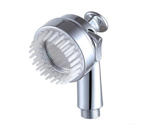 Cabezal de ducha presurizado que ahorra agua con patrones de lluvia y burbujas con mango trasero de mano para champú y masaje corporal (plata)