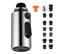 Cabezal de pulverización ABS compatible con grifos de cocina extraíbles y compatible con funcionamiento de 3 funciones y 14 tipos (cromo)
