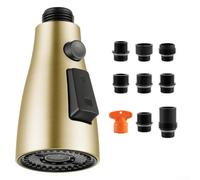 Cabezal rociador de grifo de acero inoxidable 304 para grifos de cocina extraíbles que ofrece 9 opciones de conexión para asegurar el ajuste (oro cepillado)