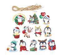 Cabilock 12piezas Colgante De Pingüino Etiquetas De Obsequio Navideñas Tarjetas De Obsequio De Papel Forma De Pingüino Para Decoraciones Navideñas y Árbol De Navidad