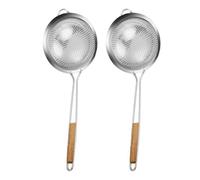 Cabilock 1pieza Colador de Acero Inoxidable con Mango de Madera Ergonómico Cucharón Ranurado para Freír Utensilio Ligero y Resistente para Cocina Doméstica y Profesional Longitud