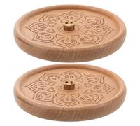 Cabilock 2 Piezas Quemador de Incienso de Madera en Forma de Flor de Loto Minimalista para Aromaterapia y Sesiones de Lectura, Soporte Elegante y Rústico Color Marrón de Madera de Haya