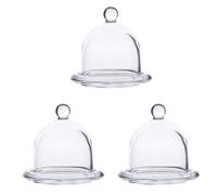 Cabilock 3 juegos tapa de merienda transparente campana expositor para tartas soporte para tartas con platos mini tartas olla campana transparente soporte