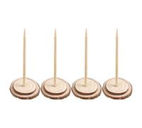 Cabilock 4 Piezas Base de Árbol de Navidad Mini de Madera, Tronco Rústico | Base de Disco de Madera, Clavija Central, Uso en Hogares y Comercios, Ajuste Sencillo, Estilo Tradicional