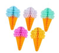 Cabilock 5 Piezas Colgante de Fiesta Decoraciones de Helado Hawai Papel de Nido de Abeja de Verano decoración Guirnalda Colgante de Papel Recuerdos de Fiesta Boda Decorar