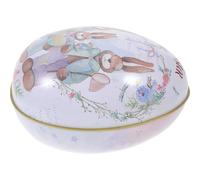 Cabilock Caja Decorativa Metálica de Hojalata en Forma de Huevo de Pascua Mediana, Tapa Fácil de Abrir y Cerrar, Adecuado para Dulces y Suministros de Fiesta de Pascua, Contenedor