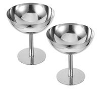 Cabilock Cuencos de Postre para Helado de Acero Inoxidable Diseño Elegante y Base Alta, Ideales para Fiesta Verano, Servir Ensaladas y Dulces Hogar o Restaurantes
