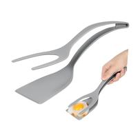 Cabilock Espátula Dos en Uno para Huevos Fritos Pinza Integrada, Material Pp Resistente y Diseño Moderno Plata, Herramienta Fácil de Usar para Cocina