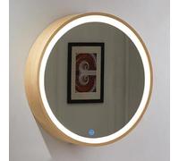 Cabina con Espejo para Baño Redonda De 50/60/70cm Gabinete De Almacenamiento De Artículos De Tocador De Madera Montado En La Pared Botiquín De Baño De Madera Montado En La Pared (Color : Wood Color,