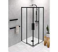 Cabina de ducha angular Polysan ALTIS BLACK, 800x800 mm, entrada por esquina, cristal transparente