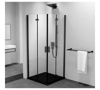 Cabina de ducha angular Polysan ZOOM BLACK, 900x900 mm, entrada por un lateral