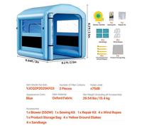 Cabina de pintura inflable con un potente ventilador, sistema de filtración y un práctico gancho para lámparas, ideal para trabajos de pintura