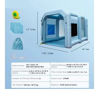 Cabina de pintura inflable con ventiladores y sistema de filtración de aire - 4 x 2.2 x 2.35 metros - 25 kg