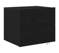 Cabinet de Noche vidaXL con LED Montado en la Pared Roble Negro 50x39x41 cm