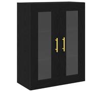 Cabinet montado en la pared de vidaXL con puertas de vidrio en roble negro 69,5x34x90 cm