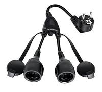 Cable Alargador de Corriente - 2 enchufes con protección de Contacto, 3x1.5 mm² Alargo Doble, hasta 250 V/16 A, extensión de Enchufe de la UE, Negro Alargador Eléctrico para Hogar, Oficina, Exterior