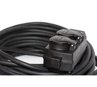 Cable alargador Hilark - 3 Hilos 2,5 mm2 - IP44 con Clavija Schuko H05VV-F 3g2,5 mm2 (3x2,5) 230 V 4 Tomas Schuko con Tapa Protectora Cable eléctrico PVC (10 m, Bloque de Tomas Schuko Negro)