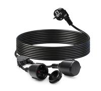 Cable Alargador Schuko 5m con 2 enchufes, IP44 Prolongador Cable Electrico, Cable Alargador Exteriores, H05VV-F 3G 1.5 mm², 16 A/250 V, Apto para Exteriores, jardín, Taller, construcció 5M