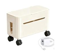 Cable Box Organizer - Cord Organizer Box, Tabletop Wire Storage With Wheels | Desk Cord Management Tray For Office Home Entertainment Center Gaming Setup TV Stand Computer Desk Living Room Bedroom