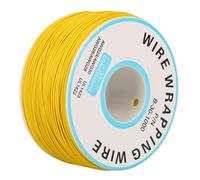 Cable de 30 AWG Núcleos sólidos 1 rollo 656 pies Envoltura de un solo alambre de cobre Cable eléctrico Hilo de 0,25 mm de diámetro Cable sólido para placa de pruebas PCB (Yellow)