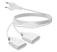 Cable de Alimentación con Enchufe Europeo, Cable de Alimentación Alargador de 1,5 m con Enchufe Plano, Cable de Alimentación con Enchufe Doble 2 en 1, Enchufe Tipo C, para TV, PC, Ordenador, Monitor