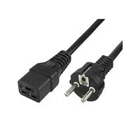 Cable de alimentación de 16 A, enchufe Schuko a enchufe tripolar IEC 320 C19, 1,8 m, color negro para UPS, armarios de rack, centro de datos