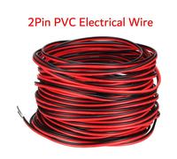 Cable de alimentación eléctrica de extensión DC12V de 2 pines, Cable de conexión rojo y negro de 5M ~ 100M, línea de Cable de cobre de PVC de 18 20 22 AWG para tira de luz LED 2Pin PVC 20awg