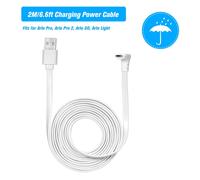 Cable de alimentación plano de 2 m resistente a la intemperie para Arlo Pro/Pro2/GO/Light - Micro USB de aleación de aluminio, sin enchufe, blanco