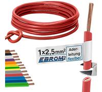 Cable de cable flexible de PVC H07V-K 2,5 mm², color: rojo, muchas longitudes disponibles en incrementos de 5 metros, su longitud: 100 m 2,5 mm²