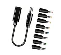 Cable de enchufe tipo C a enchufe de alimentación de 30 cm con 8 puntas adaptadoras, cable de alimentación PD para configuración de enrutador y equipo compacto, guía de uso de enchufe redondo