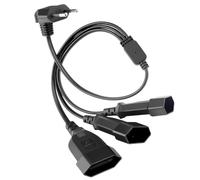 Cable de Extensión 3 en 1 de 0,5 m, Enchufe Schuko Europeo Plano a 3 Tomas de Alimentación, Cable Plano a 90°, 250V/2,5A, Alargador Eléctrico para PC, Televisor y Electrodomésticos, Negro