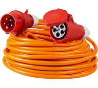Cable de extensión as-Schwabe para la Comunidad Europea (CEE), 25 metros, cable para obra, 400V, 16A, 5G1,5, color naranja, grado de protección IP44