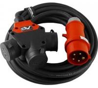 Cable de extensión CEE de 25 metros, tipo E de 3 vías, con toma de tierra, cable H07RN-F de 5x2,5 mm, cable de alimentación de goma