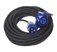 Cable de extensión CEE de 30 metros con conector CEE en ángulo y toma de corriente Schuko, sección de cable 3x1,5 mm²