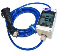 Cable de extensión con protección, contador de energía y detector de fase, modelo H07BQ-F, 3x2,5mm², color azul, longitud 10 metros