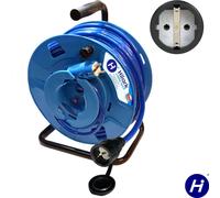 Cable de extensión de 40 metros, con enchufe y toma SCHUKO, revestimiento de goma PUR, cable H07BQ-F, sección de 3x1,5mm2, con carrete retráctil. Resistente y apto para uso en exteriores. Marca: Hilar