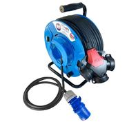 Cable de extensión de goma CEE H07RN-F, 3G1,5 mm², enrollado en un carrete con un distribuidor de 3 salidas, longitud: 25 metros