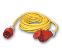 Cable de extensión eléctrico PC CEE, tipo N07V3V3, sección 5x4², con conector/acoplamiento, 32A, 5 polos, en carrete de 25 metros