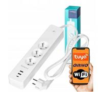 Cable de extensión inteligente ORNO OR-SH-17520/W, 1,8m, 2 puertos USB + 1 puerto USB-C, con conexión WiFi y compatibilidad con TUYA