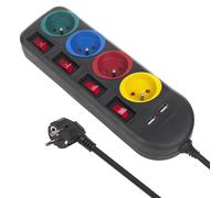 Cable de extensión multipresa de calidad con 4 tomas y 2 puertos USB Maclean