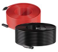 Cable de extensión para paneles solares, 19.81 metros de color + 19.81 metros de color rojo, calibre 10 AWG (6 mm²), cable para paneles solares con conectores hembra y macho, cable de cobre estañado p