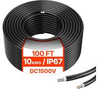 Cable de extensión para paneles solares, 30.48 metros / 100 pies, sección de 6 mm² / 10 AWG, resistente al agua, cable fotovoltaico (PV) de 6 mm², color