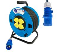Cable de extensión tipo Gummi, con conector CEE H05RR-F, 3 x 2,5 mm², enrollado en un carrete de 35 metros