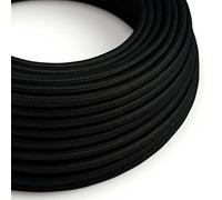 Cable eléctrico redondo para exteriores recubierto en tejido Efecto Seda Negro SM04 - compatible con el sistema EIVA IP65-10 Metros