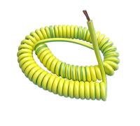Cable espiral de resorte, Cable de tierra amarillo-verde, núcleo único, telescópico de cobre retráctil, 20/18/17/15/13/11/9/7AWG(Stretch 2 m,11AWG 4mm2)