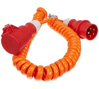 Cable espiral para obras, CEE, 5 metros, extensible, color naranja, 400V/16A