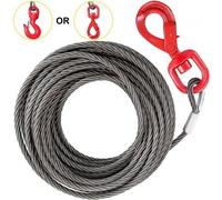 Cable para cabrestante VEVOR, capacidad de carga de 2000 kg, cable de acero para cabrestante, longitud de 15 metros, cable de acero con gancho giratorio de seguridad, cable de acero con núcleo de 9,5 