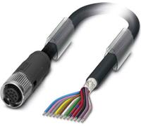Cable sensor M12, PUR, 12 polos, conector recto, apantallado/flexible. Codificación A, longitud 10,0 metros